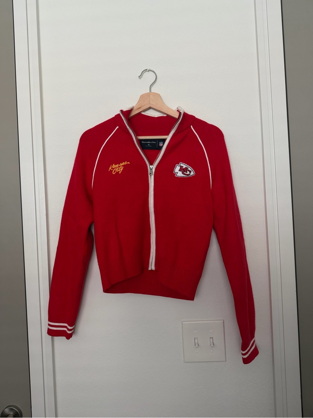 A&F • NFL Kansas City chiefs mockneck zipper cardigan sweater